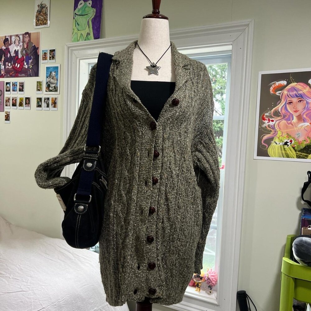 Women's Green and Khaki Cardigan